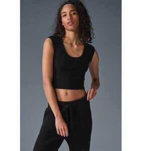 Alo Yoga Snuggle Up Sweater Short Sleeve, XS, Black. VERY SOFT